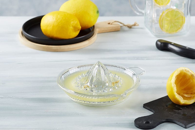 DESTALYA Lemon Squeezer | Citrus Juicer Hand | Crystal Reamer, Manual Extractor with Handle | Pour Spout for Fresh Fruit Juice Lime Orange | Heavyweight Clear Glass - Image 4