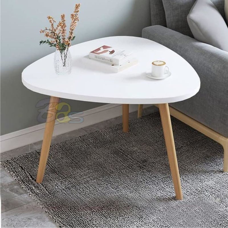 DDS Dream Decor Shoppee Triangle Side Table, Nightstand Coffee End Table for Living Room, Small Spaces, Easy Assembly Home Decor Bedside Table (White, Engineered Wood) - Image 2