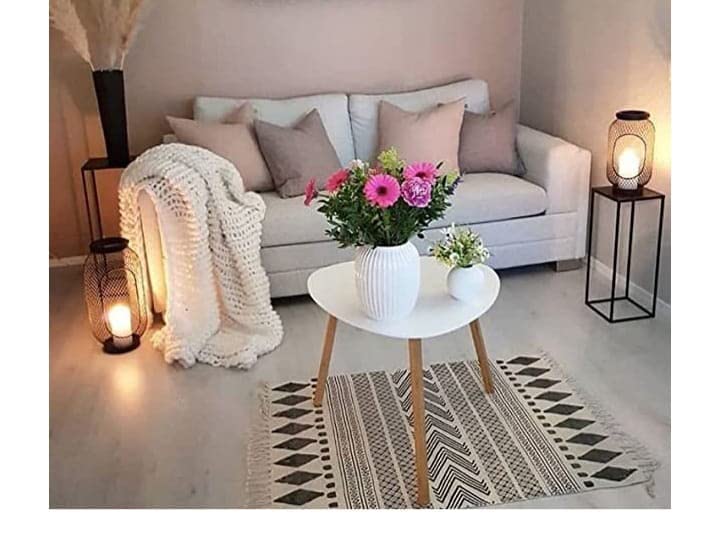 DDS Dream Decor Shoppee Triangle Side Table, Nightstand Coffee End Table for Living Room, Small Spaces, Easy Assembly Home Decor Bedside Table (White, Engineered Wood) - Image 3