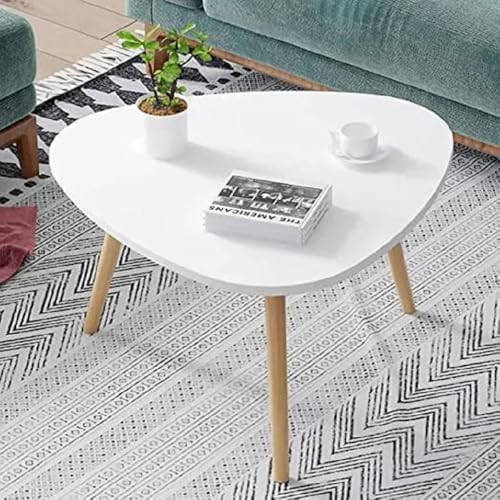 DDS Dream Decor Shoppee Triangle Side Table, Nightstand Coffee End Table for Living Room, Small Spaces, Easy Assembly Home Decor Bedside Table (White, Engineered Wood) - Image 1