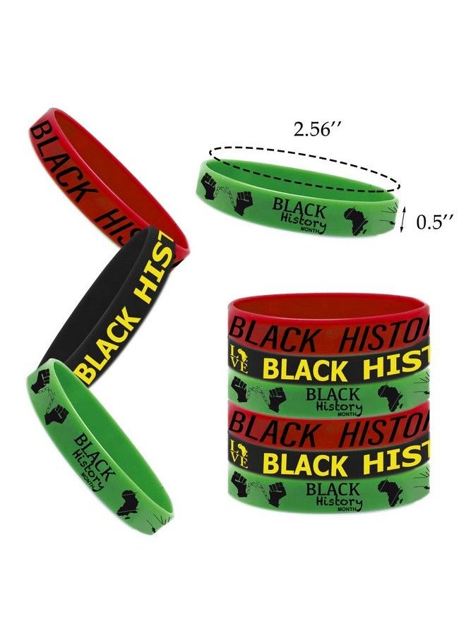 CupaPlay - 48 Pcs Happy Black History Month Party Favors Rubber Bracelets Freedom Day Patriotic Party Supplies Goodie Bag Stuffers Fillers Silicone Wristbands - Image 1