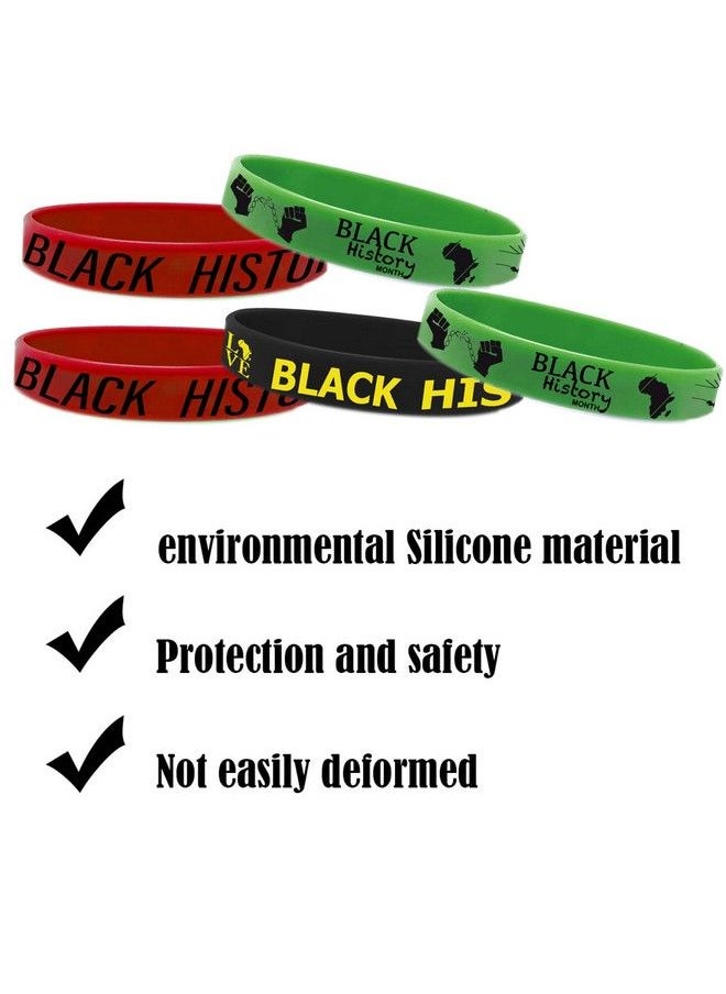 CupaPlay - 48 Pcs Happy Black History Month Party Favors Rubber Bracelets Freedom Day Patriotic Party Supplies Goodie Bag Stuffers Fillers Silicone Wristbands - Image 1