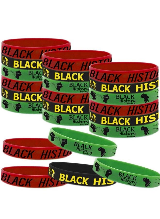 CupaPlay - 48 Pcs Happy Black History Month Party Favors Rubber Bracelets Freedom Day Patriotic Party Supplies Goodie Bag Stuffers Fillers Silicone Wristbands - Image 1