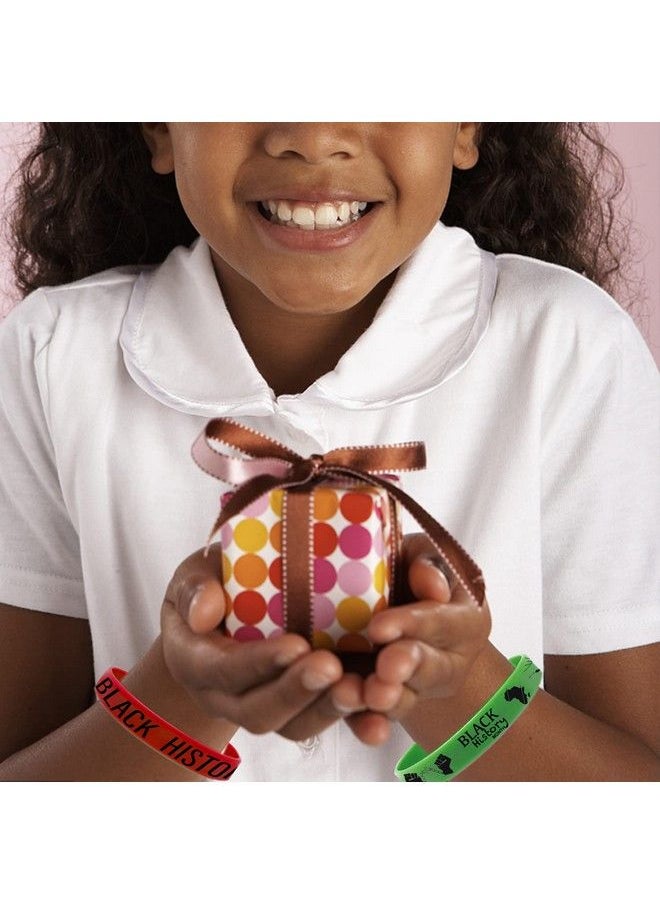 CupaPlay - 48 Pcs Happy Black History Month Party Favors Rubber Bracelets Freedom Day Patriotic Party Supplies Goodie Bag Stuffers Fillers Silicone Wristbands - Image 1