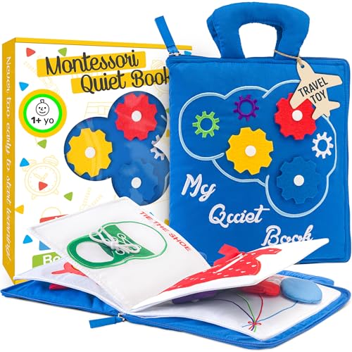 deMoca Busy Book for Toddlers 13 Airplane Toys for Toddlers 13 My Quiet Book Montessori Toys for 1 Year Old with Kids Plane Activities Activity Busy Board Gift for Boys Girls