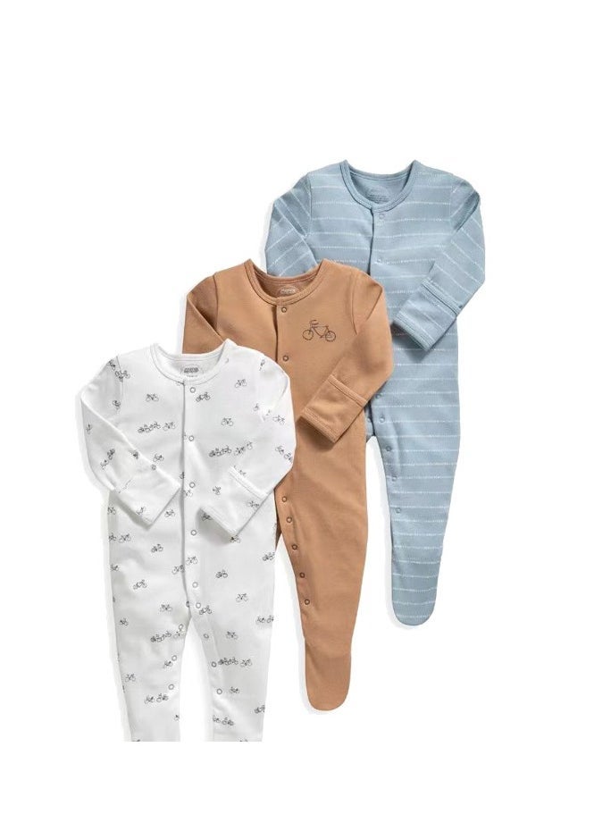Infant And Toddler Pure Cotton One-Piece Long-Sleeved Crawling Suit 3-Piece Set - Image 1