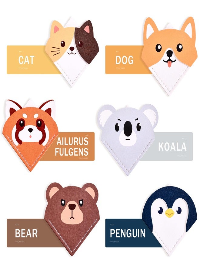 emmoolife 6 Pcs Cute Animal Shaped Leather Bookmarks, Adorable Corner Page Accessories, Animal Themed Book Page Holders, Durable Book Markers for Reading, Reading Gifts for Girls Women Teenage & Book Lovers - Image 3