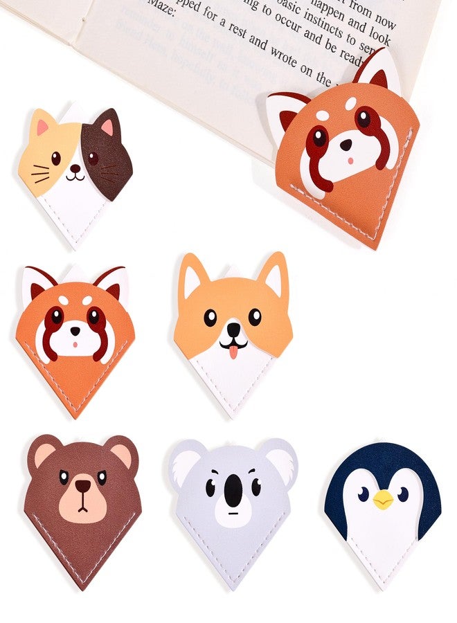 emmoolife 6 Pcs Cute Animal Shaped Leather Bookmarks, Adorable Corner Page Accessories, Animal Themed Book Page Holders, Durable Book Markers for Reading, Reading Gifts for Girls Women Teenage & Book Lovers - Image 1
