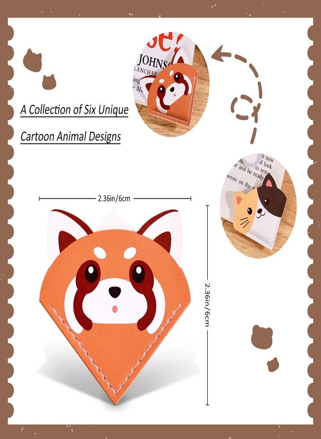emmoolife 6 Pcs Cute Animal Shaped Leather Bookmarks, Adorable Corner Page Accessories, Animal Themed Book Page Holders, Durable Book Markers for Reading, Reading Gifts for Girls Women Teenage & Book Lovers - Image 4