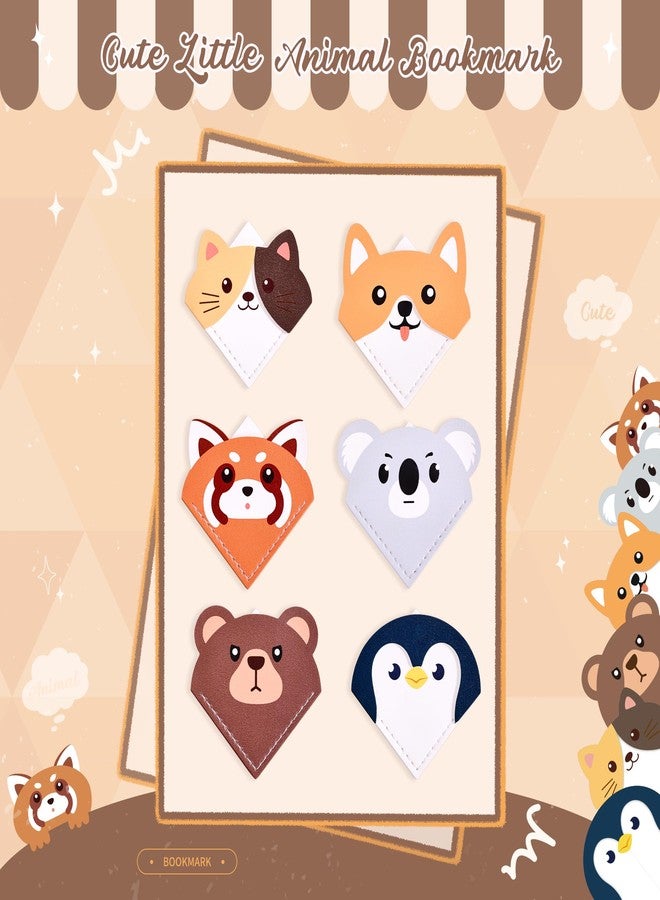 emmoolife 6 Pcs Cute Animal Shaped Leather Bookmarks, Adorable Corner Page Accessories, Animal Themed Book Page Holders, Durable Book Markers for Reading, Reading Gifts for Girls Women Teenage & Book Lovers - Image 2