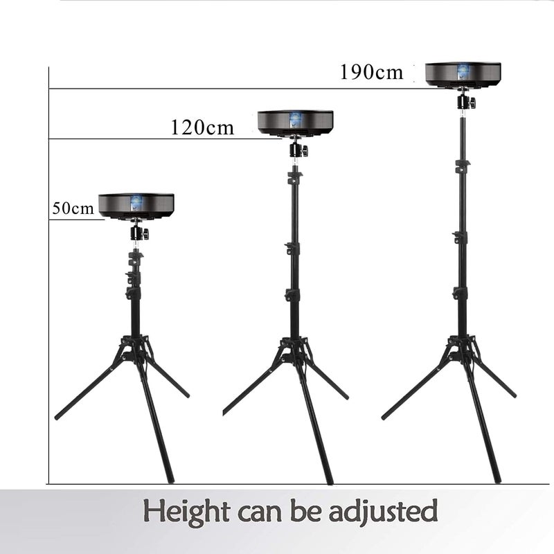 Coret Projector Tripod Stand Mount, Portable Tripod Mount Floor Stand, Folding, Outdoor Stand for Projector, Adjustable Height 19in to 75in (not incluld Tray) - Image 2