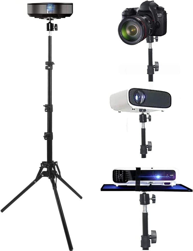 Coret Projector Tripod Stand Mount, Portable Tripod Mount Floor Stand, Folding, Outdoor Stand for Projector, Adjustable Height 19in to 75in (not incluld Tray) - Image 1