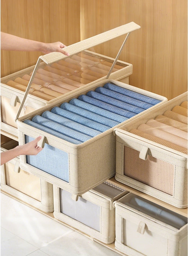 mierting Wardrobe Clothes Organizer, 6 Pack Drawer Organizers with Lid and Storage Clothes Storage Box Visible Drawer Organizers Foldable Closet Organizer Bins Storage Containers Organizing Clothing Jeans Toys - Image 2