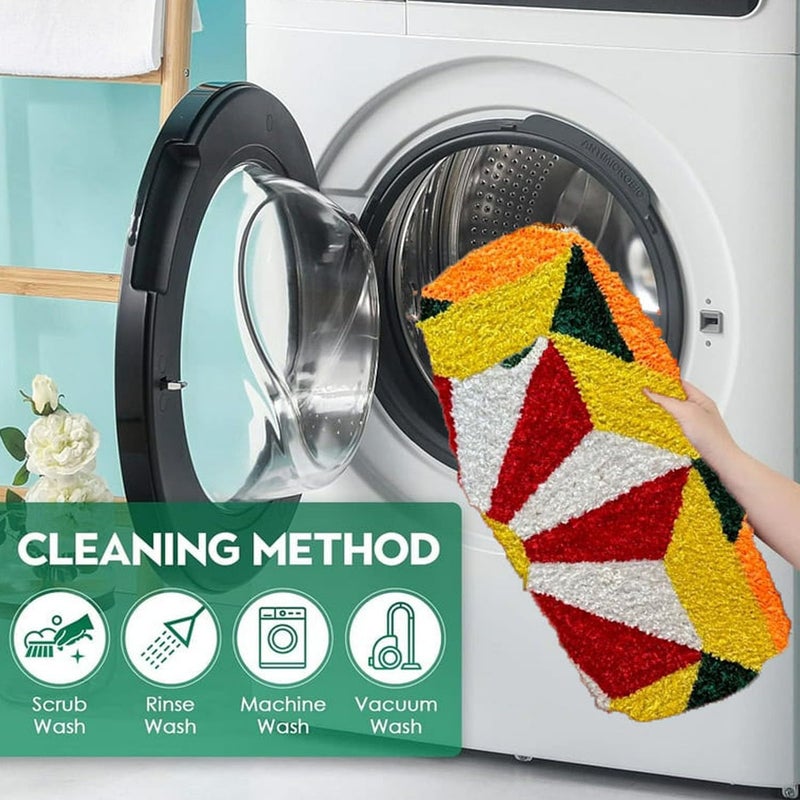 StromX Super Soft Microfiber Rangoli Door Mat for Home, Temple, Festival Rangoli Mat, Multicolor Pooja Mat, Diwali, Living Room, Kitchen, Traditional Modern Entrance Door Mat (24x24 Inch) Design14 - Image 3