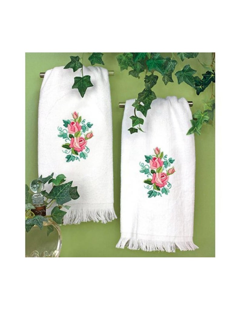Dimensions Stamped Embroidery Guest Towels 16inch x 26inch 2/Pkg Roses and Ivy - Image 2