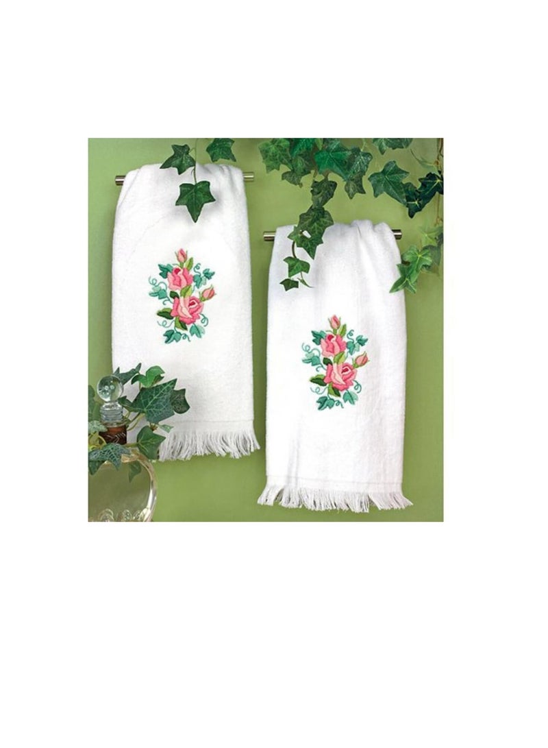 Dimensions Stamped Embroidery Guest Towels 16inch x 26inch 2/Pkg Roses and Ivy - Image 3