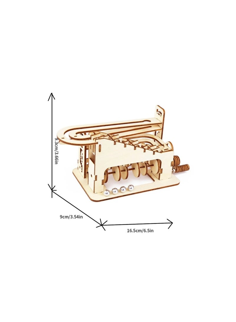 3D Wooden Puzzles, Hand Cranked Marble Run Wooden Model Kits, Assembly 3D Puzzles Mechanical Model Kits- Climb - Image 2