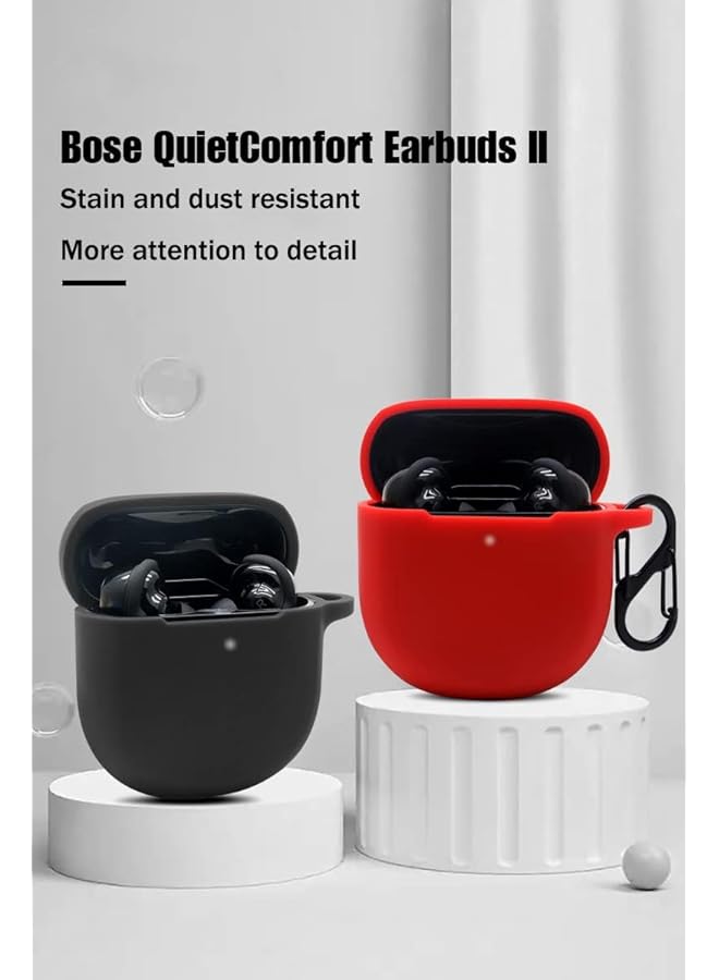 erorex Silicone Case Compatible With Bose Quietcomfort Earbuds II Protective Cover For Headphones Black - Image 2