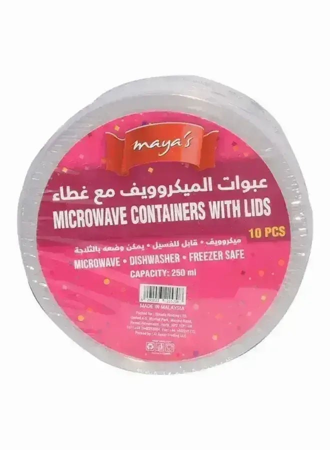 Maya's Plastic Microwave Round Containers, Pack Of 10 