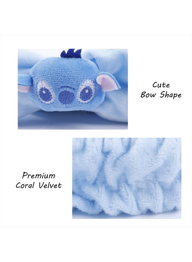 G-Ahora S-titch Cartoon Headband Spa Makeup Headband Bowknot Adjustable Elastic Hair Band for Girls Women Cartoon S-titch Lover (HB-St B) - Image 3