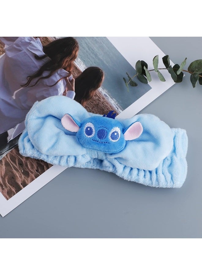 G-Ahora S-titch Cartoon Headband Spa Makeup Headband Bowknot Adjustable Elastic Hair Band for Girls Women Cartoon S-titch Lover (HB-St B) - Image 5