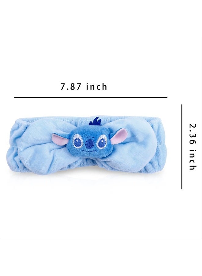 G-Ahora S-titch Cartoon Headband Spa Makeup Headband Bowknot Adjustable Elastic Hair Band for Girls Women Cartoon S-titch Lover (HB-St B) - Image 2