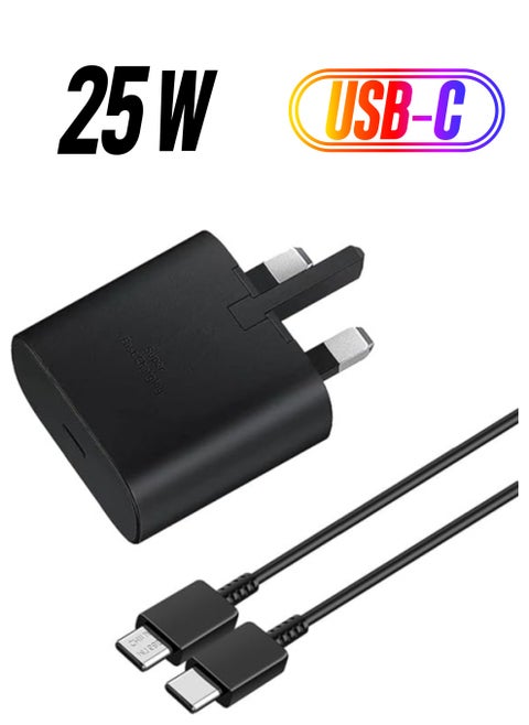 25W Type-C Super Fast Charger Compatible for Samsung Galaxy S23,S23 Ultra,S22,S22+,S21,S21 FE,A73,A23,A33,A53,Z Flip 4,Z Fold 4,USB C Fast Charger Plug with 1.5m Type C Charging Cable(Black)