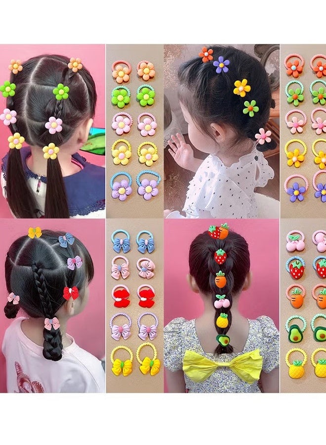 Happy D 100 Baby Hairbands, Girls Hairbands Cartoon Elastic Hairbands, Cute Flower Elastic Toddler Hairbands, Cute Cartoon Small Hairbands for Toddler Girls, Colorful Elastic Ponytail Hairbands, 0.8 Inch Diameter, No Damage Seamless Soft Hair Accessories, Children's Gifts - Image 3