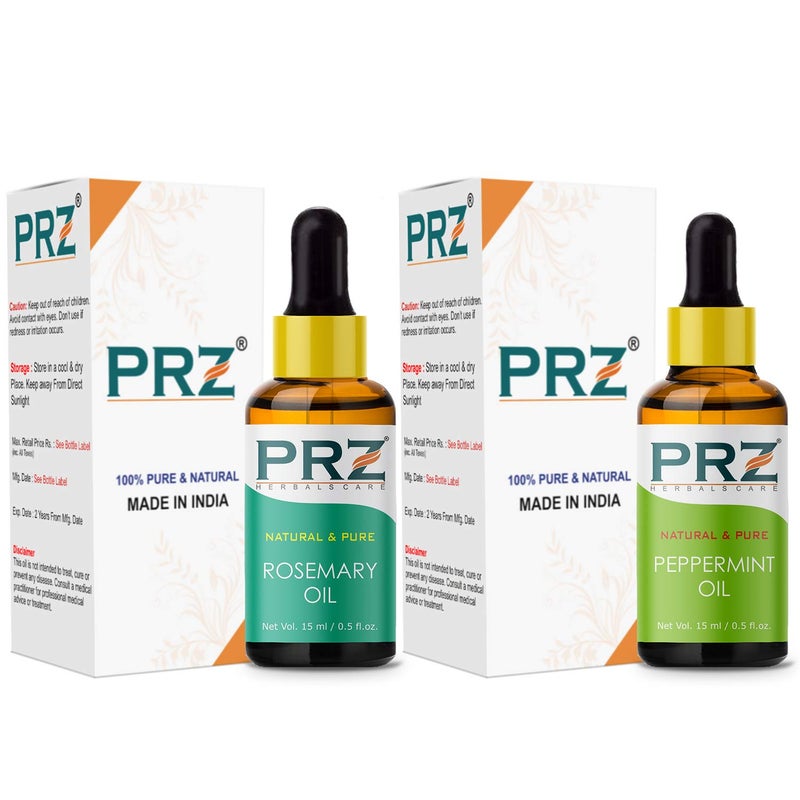 PRZ PRZ Combo of Rosemary Peppermint Essential Oil 100 Pure Natural Therapeutic Grade Oil for Aromatherapy Body Massage Skin Care Hair Growth 15ML Each  - Image 2