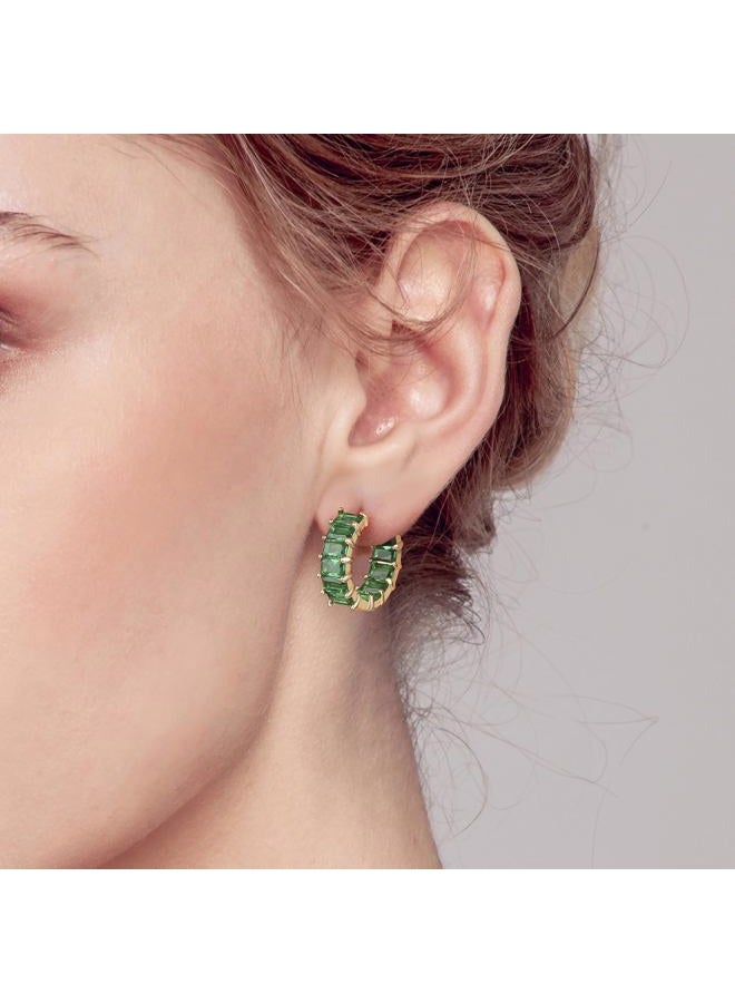Mesovor Gold Cubic Zirconia Hoop Earrings for Women Trendy, 18K Gold Plated Huggie Hoops Earrings | Green Black Red Stones Earrings Jewelry Gifts, One Size, Brass, Cubic Zirconia - Image 3