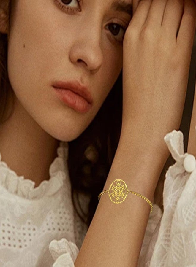 UNIFT Metatron’s Cube Bracelet for Women Men Stainless Steel Archangel Metatron Cube Bracelet Sacred Geometry Talisman Jewelry (gold) - Image 2