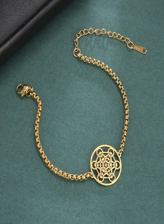 UNIFT Metatron’s Cube Bracelet for Women Men Stainless Steel Archangel Metatron Cube Bracelet Sacred Geometry Talisman Jewelry (gold) - Image 5
