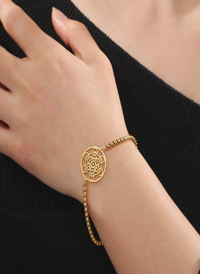 UNIFT Metatron’s Cube Bracelet for Women Men Stainless Steel Archangel Metatron Cube Bracelet Sacred Geometry Talisman Jewelry (gold) - Image 3