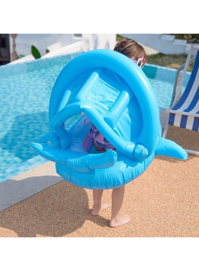 TAPIT Baby pool float,Swimming Pool Float Boat with Sun Protection Canopy Inflatable Pool Float Yacht Ring Awning Inflatable Swimming Training Float Seat for Boys Girls Summer Outdoor (Shark)  - Image 3