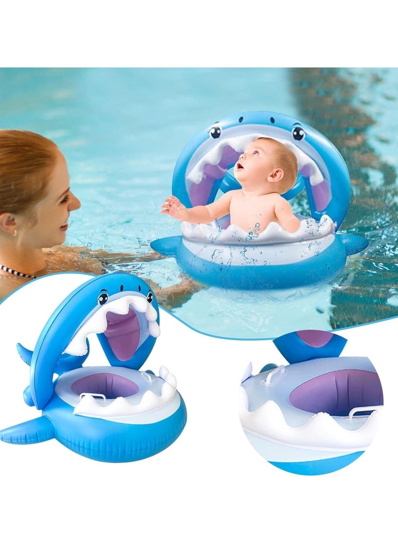 TAPIT Baby pool float,Swimming Pool Float Boat with Sun Protection Canopy Inflatable Pool Float Yacht Ring Awning Inflatable Swimming Training Float Seat for Boys Girls Summer Outdoor (Shark)  - Image 5