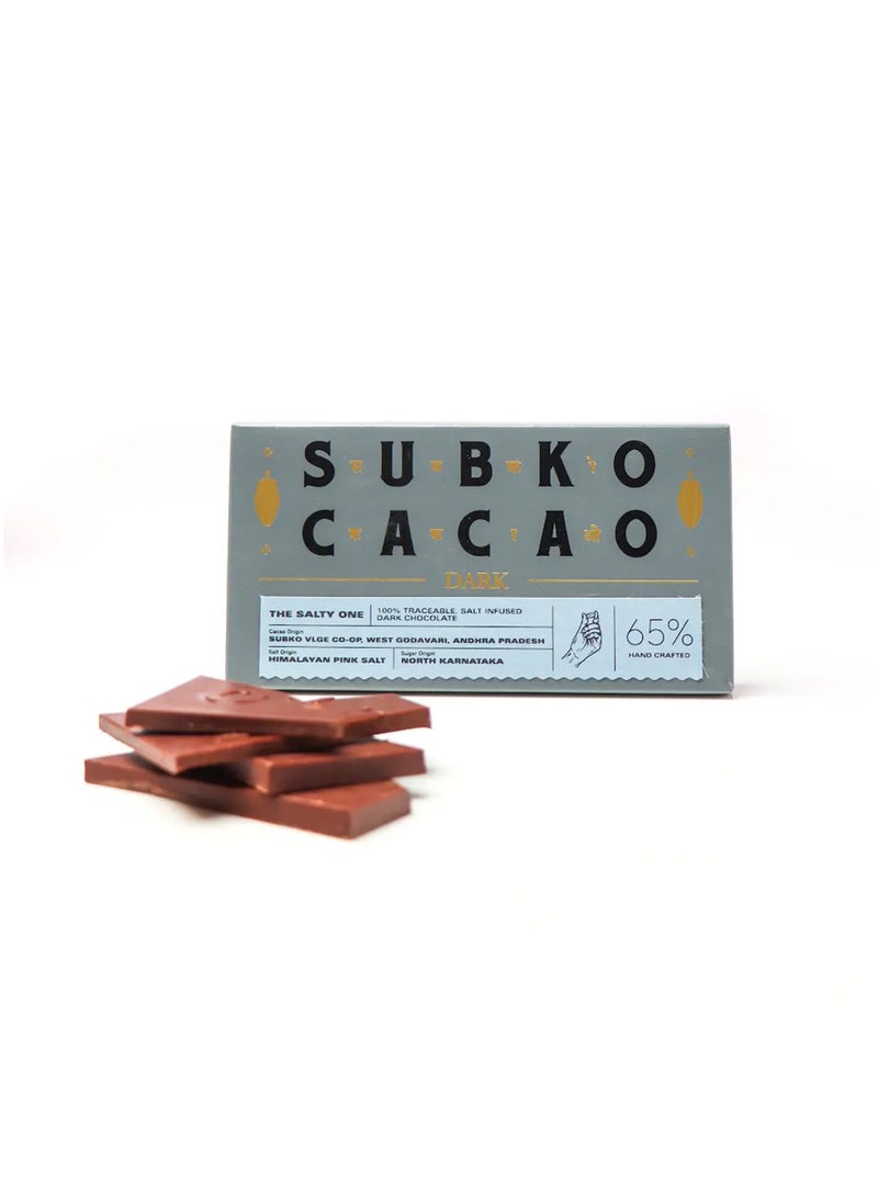 Subko Cacao The Salty One (65% Dark) Himalayan Pink Salt Dark Chocolate Bar - Image 1
