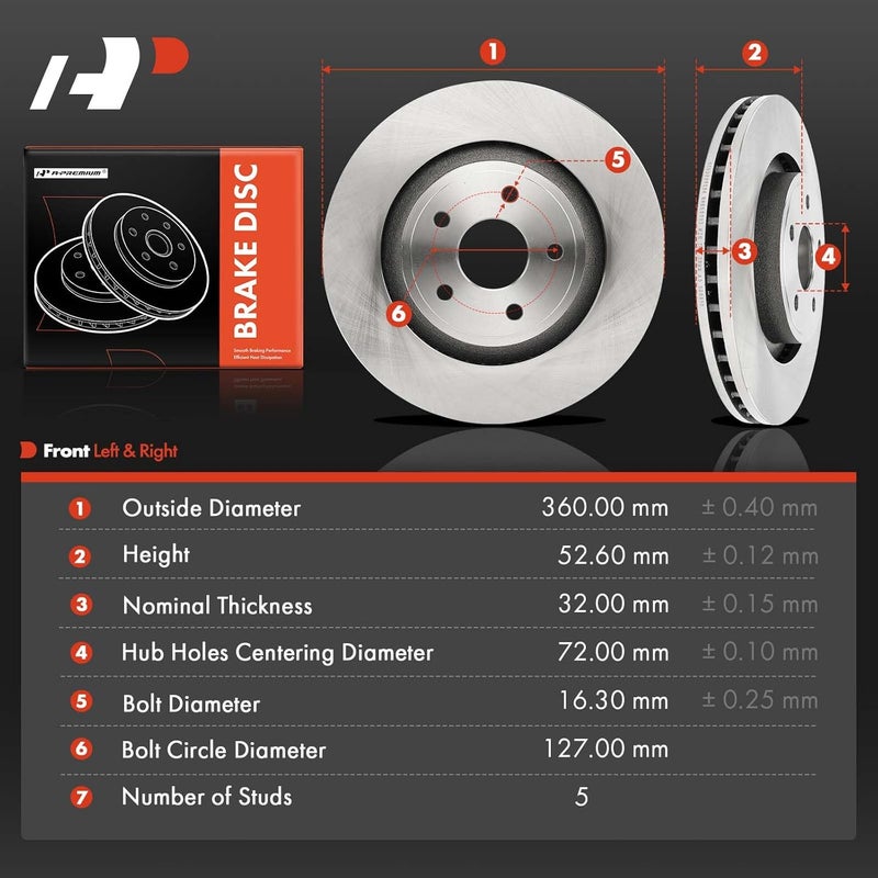 A-Premium Front Vented Disc Brake Rotors for Jeep Grand Cherokee - Image 5
