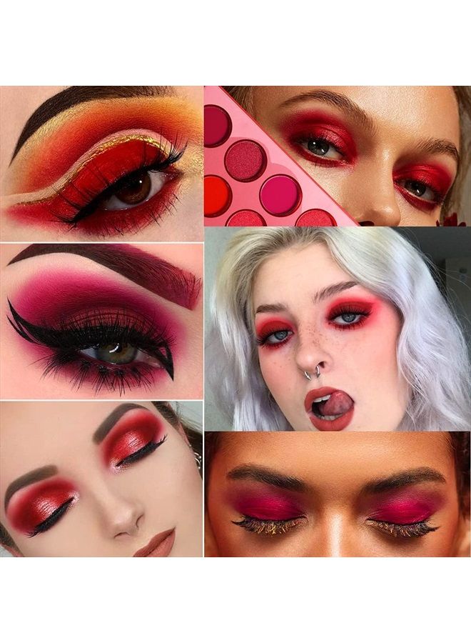 Afflano Red Eyeshadow Palettes Makeup Professional,Afflano Ultra Pigmented and Blending Bright Dark Hot True Red Eye Shade 12 Color,Velvet Matte Shimmer Texture Warm Fall Sunset Eye Shadow Pallet-Cruelty Free - Image 2