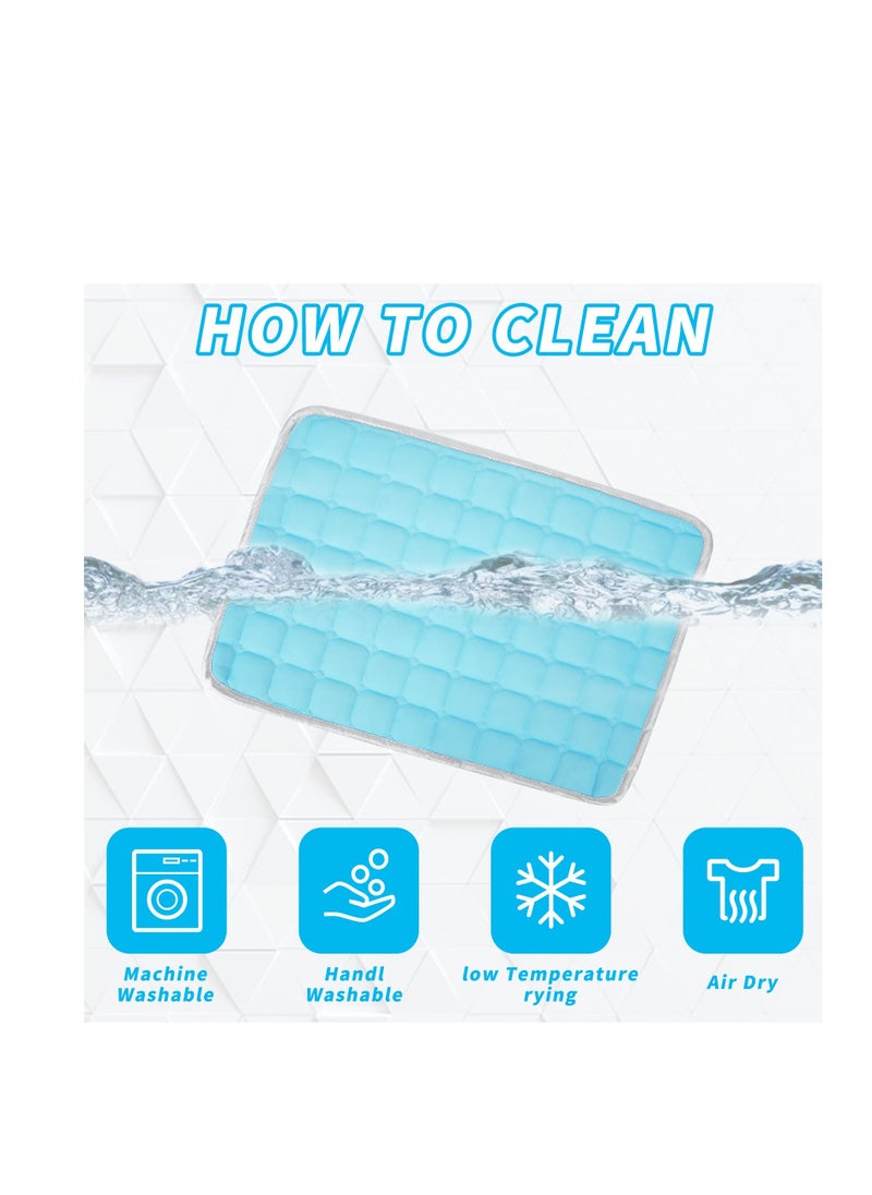 SYOSI - Dog Cooling Mat 70 x 50cm Summer Self Cooling Mat for Dogs Puppy Cats Small Animal Rabbit Ice Silk Pet Self Cooling Mats Pet Cooling Blanket Keep Cool Pad for Sofa Floor Car Seat Pet Bed (Blue) - Image 1