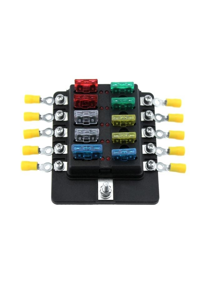 NIBEMINENT 10 Way Blade Fuse Box Holder Black/Silver - Image 2