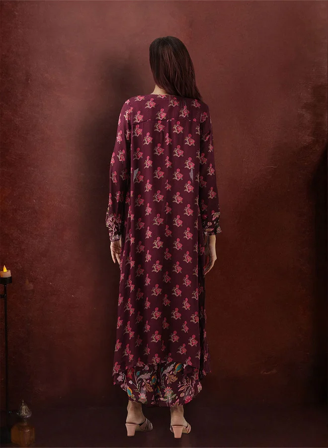 ISHIN  Women's Ethnic Wear PURPLE STRAIGHT VISCOSE Satin CORD SET for Women | Best Price UAE
