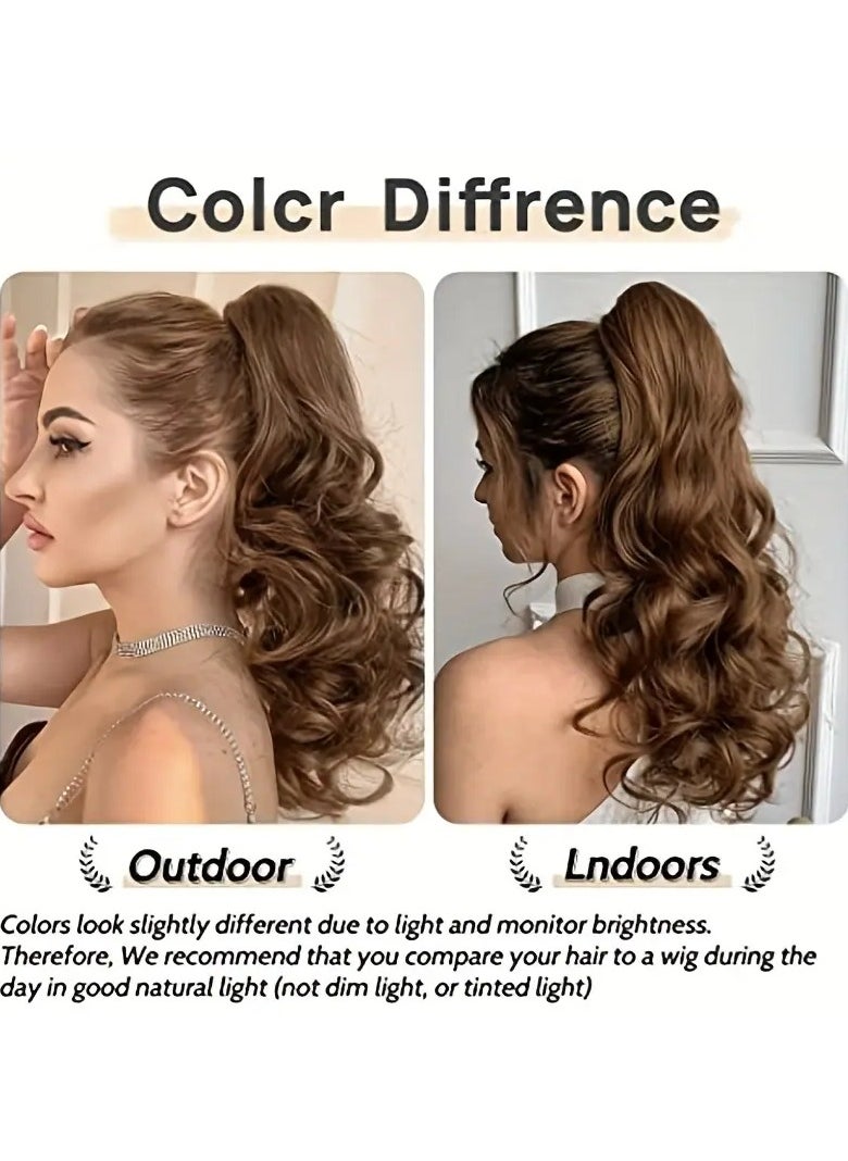 ORiTi Long Wavy Ponytail Extensions - 55.88 Cm Claw Clip In Synthetic Hair Piece For Women - Add Volume And Style To Your Hair  - Image 2