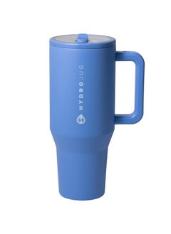 HydroJug HydroJug Traveler - 40 oz Water Bottle with Handle & Flip Straw - Fits in Cup Holder, Leak Resistant Tumbler-Reusable Insulated Stainless Steel & Rubber Base - Gifts for Women & Men, Light Blue  - Image 1