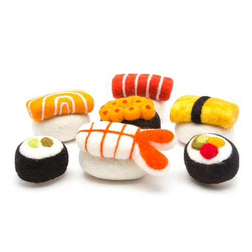 Glaciart One Wool Sushi Cat Toy Set with Catnip Cute Cat Toy for Interaction Boredom Relief Encourages to Exercise Explore Play Filled wOrganic Catnip to Help Sooth or Reduce Anxiety - Image 1
