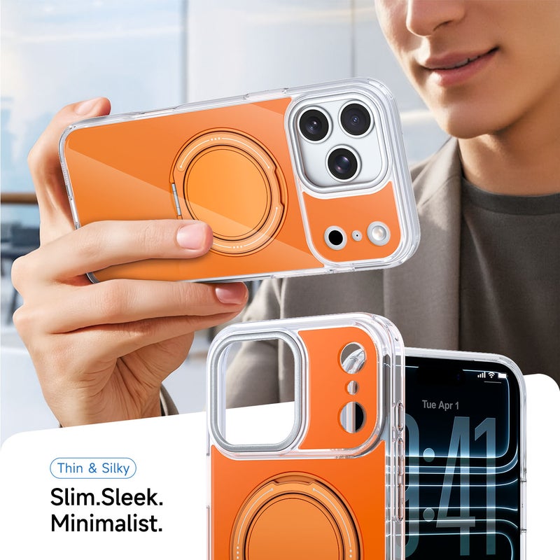 Multi-Functional Protective for iPhone Case  TPU + Acrylic Integrated Overmolding | Aluminum Alloy Kickstand | 360° Rotatable Stand Magnetic & Wireless Charging Compatible - Image 2