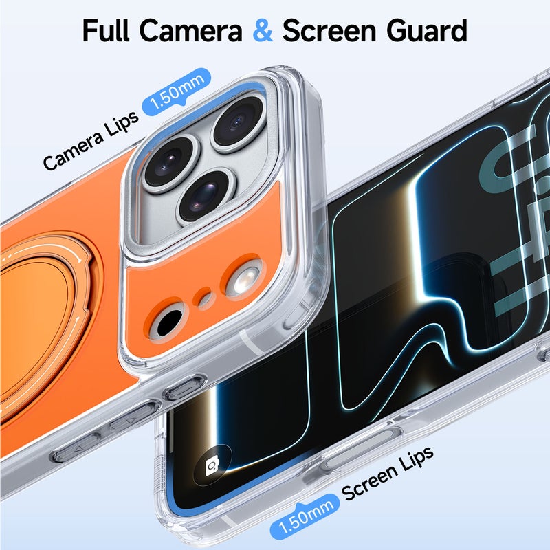Multi-Functional Protective for iPhone Case  TPU + Acrylic Integrated Overmolding | Aluminum Alloy Kickstand | 360° Rotatable Stand Magnetic & Wireless Charging Compatible - Image 3