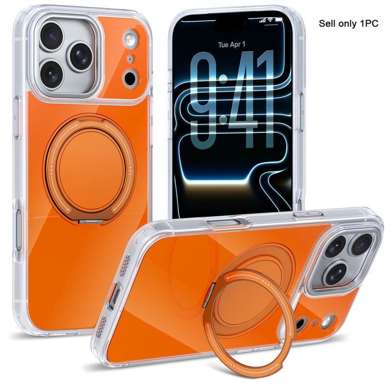 Multi-Functional Protective for iPhone Case  TPU + Acrylic Integrated Overmolding | Aluminum Alloy Kickstand | 360° Rotatable Stand Magnetic & Wireless Charging Compatible - Image 1