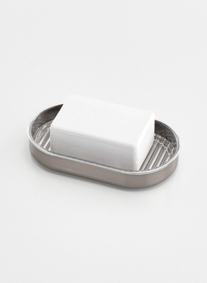 iDesign Soap Dish with Plastic Insert for Bathroom - Soap Dish Holder for Bar Soap - Clear/Brushed Nickel - Image 3