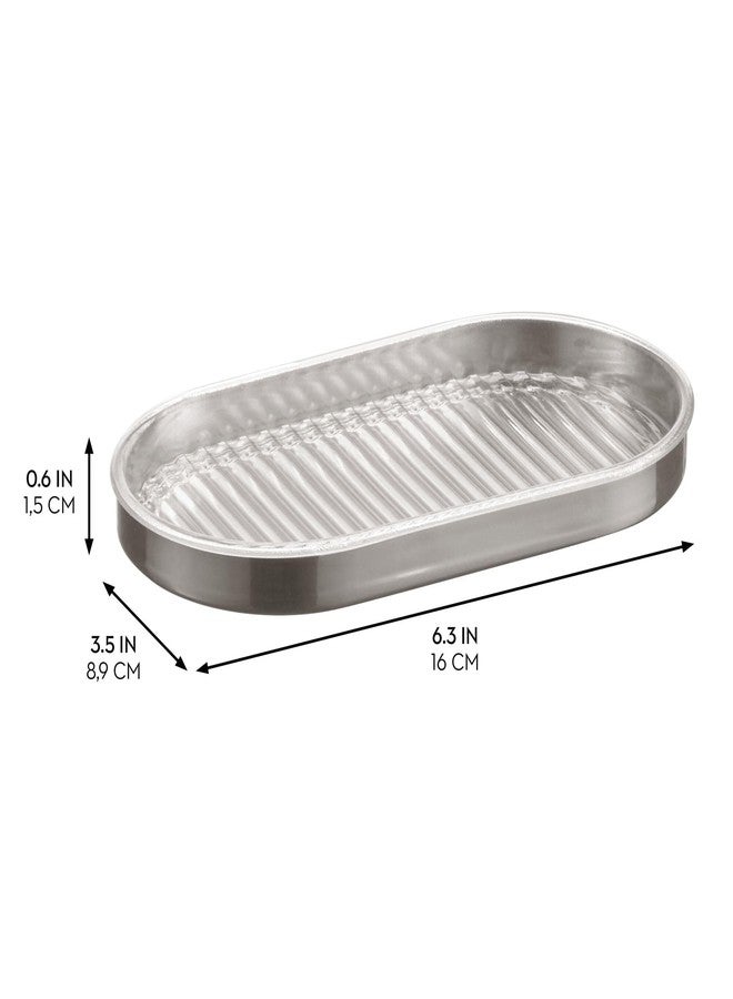 iDesign Soap Dish with Plastic Insert for Bathroom - Soap Dish Holder for Bar Soap - Clear/Brushed Nickel - Image 2