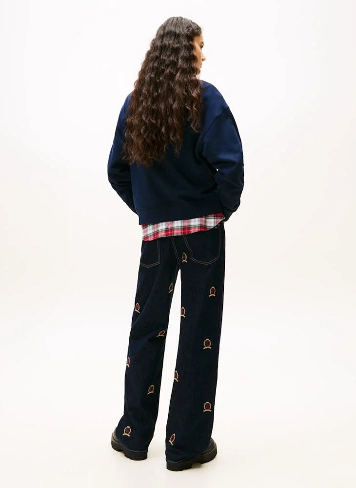 تومي جينز سويت شيرت بياقة دائرية برسومات